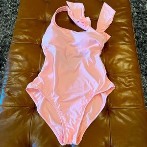 Pink One Shoulder w/ Ribbon One-Piece Swimsuit Size M